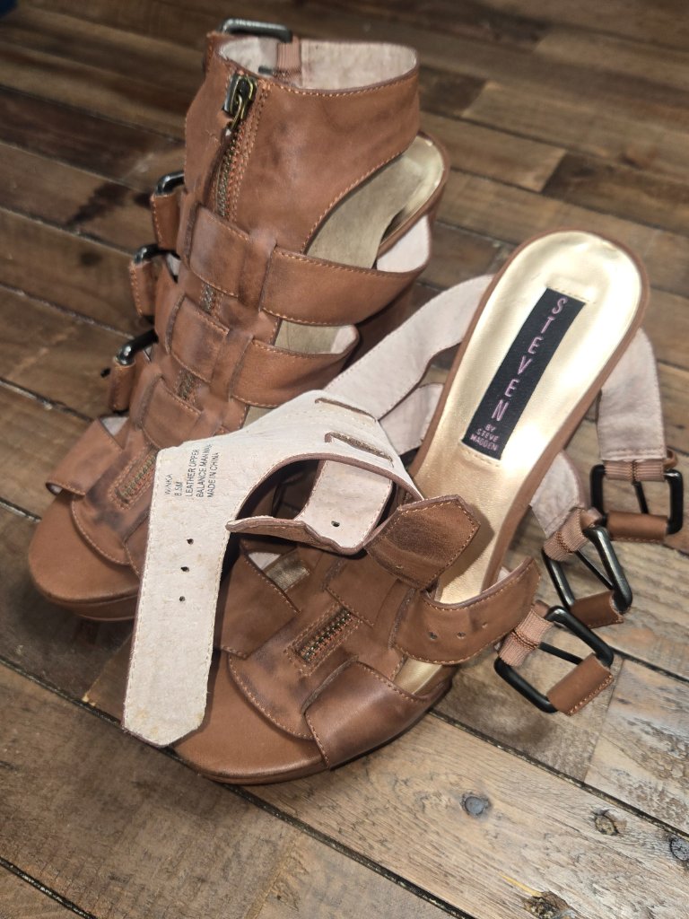 Steven By Steve Madden Winks Caged Gladiator Wedge Sandals Sz 8.5 Boho